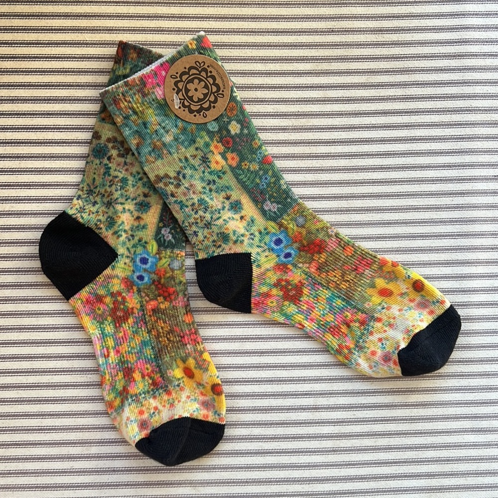 Natural Life green floral socks